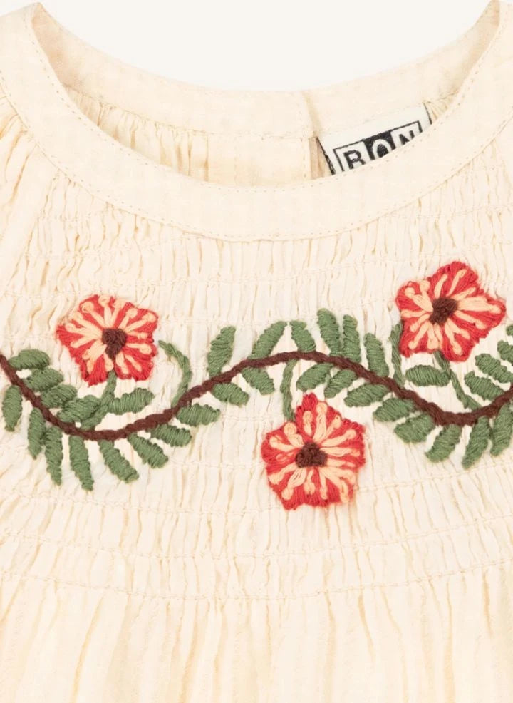 Bonton - Flower Embroidered Blouse | Ecru