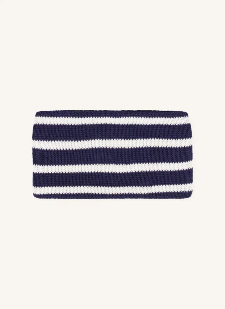 Petit Bateau - Striped Organic Cotton Baby Neck Warmer | Night Blue