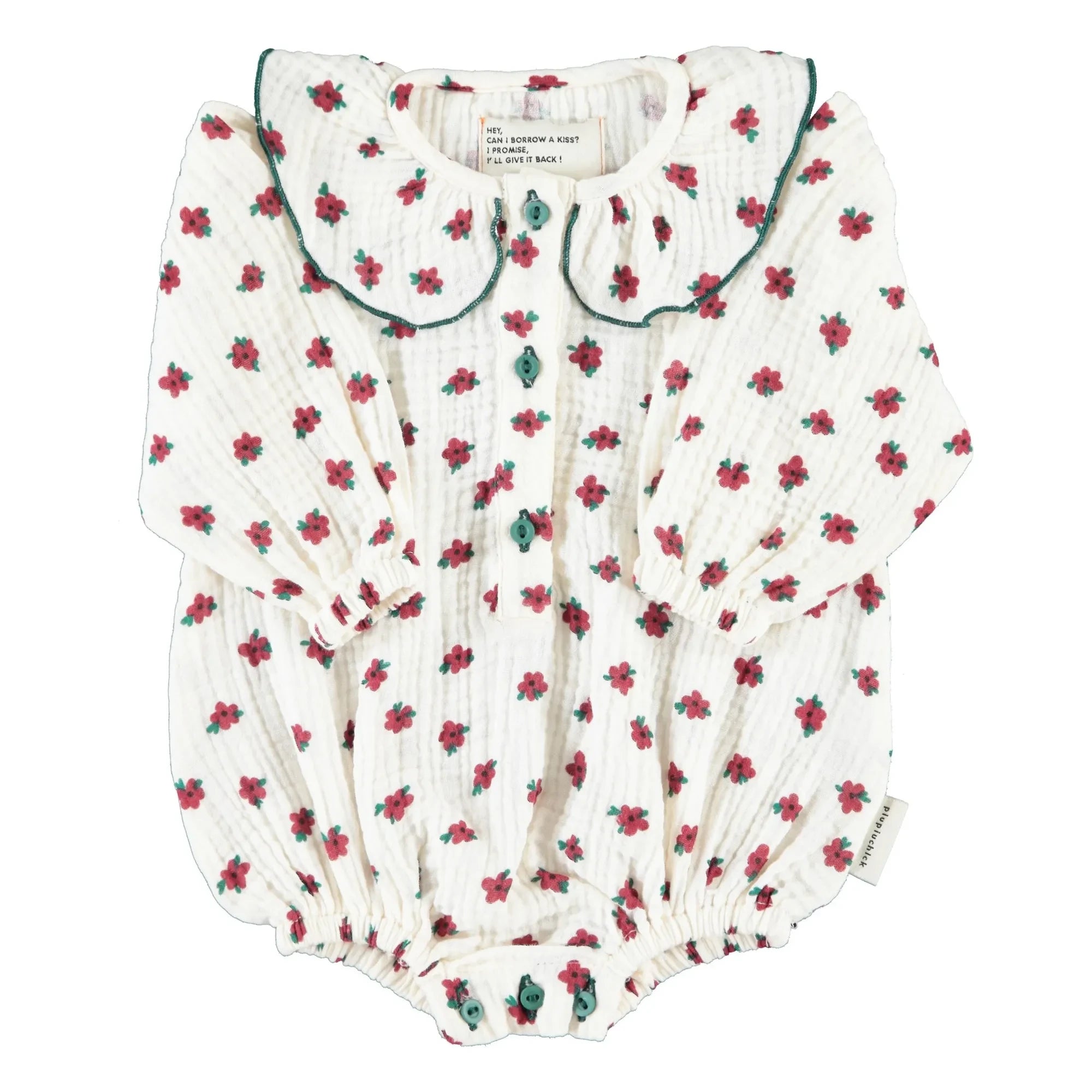 Piupiuchick - Organic Cotton Floral Romper | Ecru