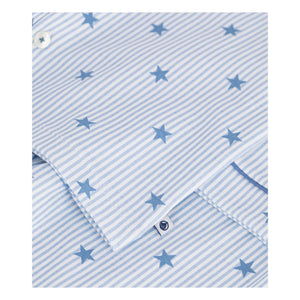 Petit Bateau - Çizgili Yıldızlı Organik Pamuk Pijama Gömleği | Mavi