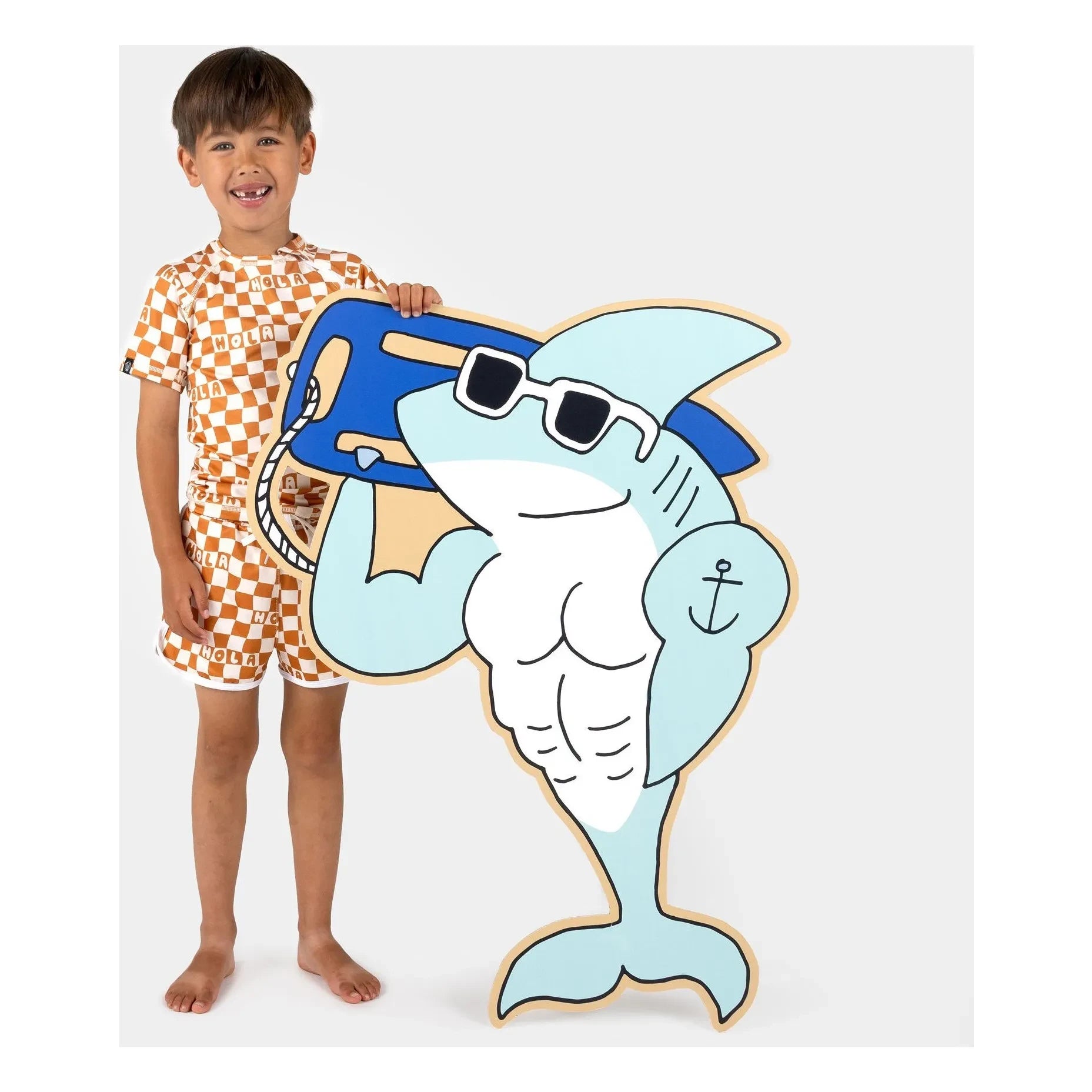 Beach & Bandits - Chevron Hola Trunk Recycled Fiber UV Protective Swimsuit Shorts | Beige