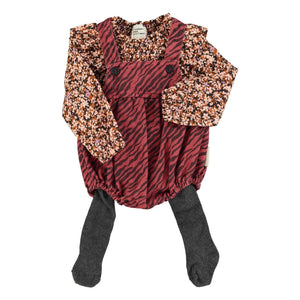 Piupiuchick - Floral Patterned Claudine Collar Romper | Black