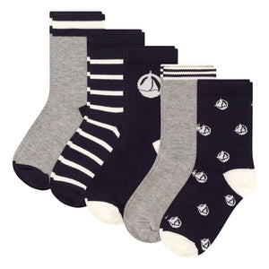 Petit Bateau - 5 Pair Boat Socks | Navy Blue