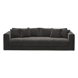 Panac Edition - Bellechasse kadife fırçalanmış 3 kişilik koltuk - 240 cm | Kömür grisi