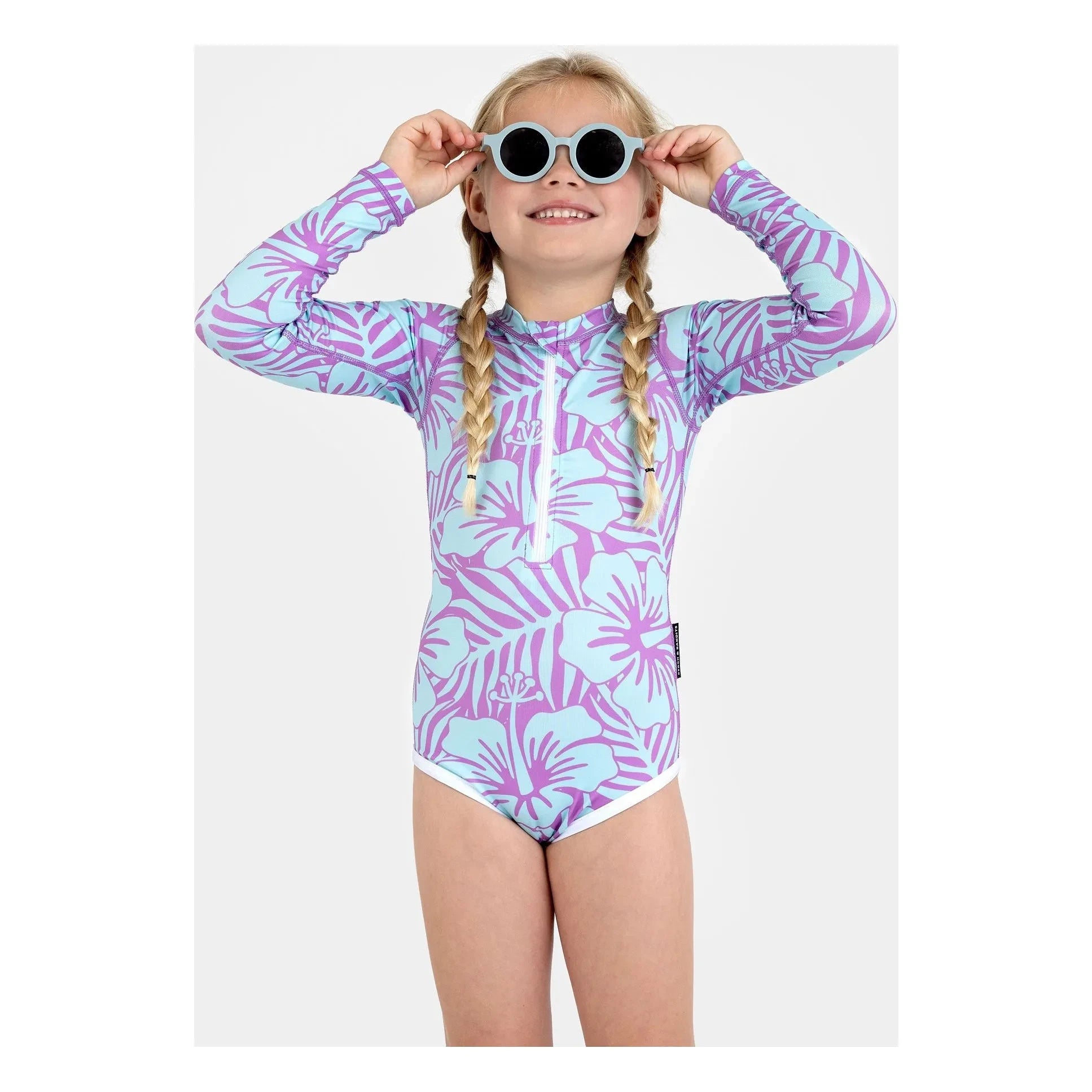 Beach & Bandits - Hibiscus UV Protected Swimsuit Made from Recycled Fibers | Purple