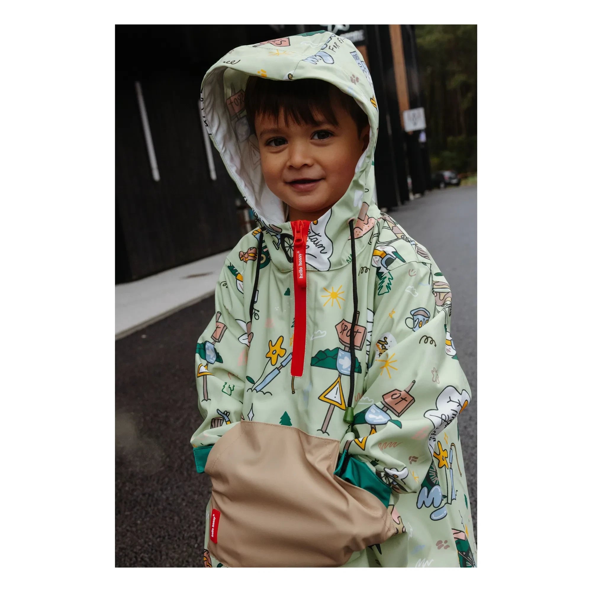 Hello Hossy - Mountain Ride Raincoat | Light Green