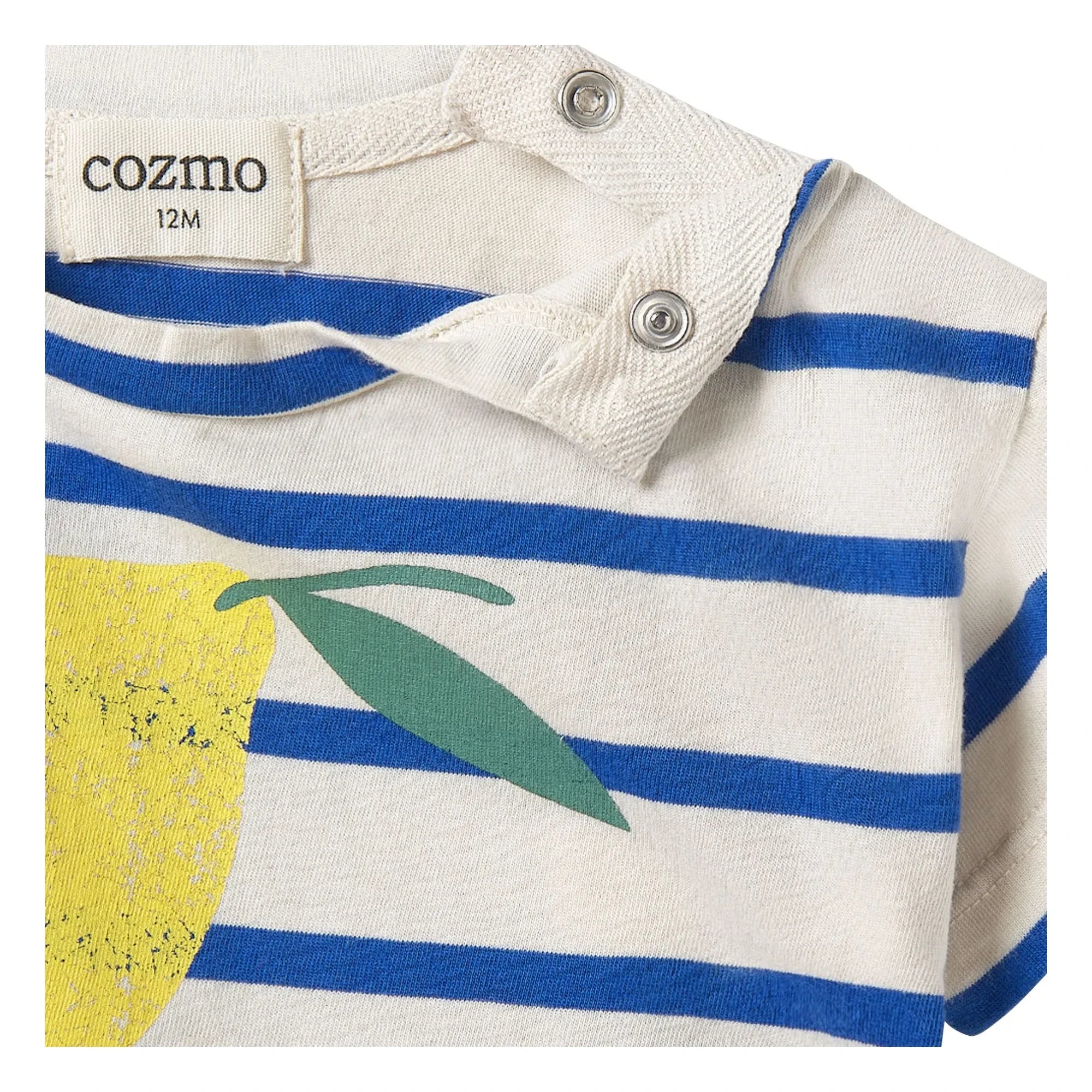 Cozmo - Aran Striped Organic Cotton T-shirt | White