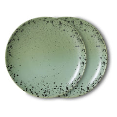 HKliving - Fleck ceramic dessert plate - set of 2 | Light green