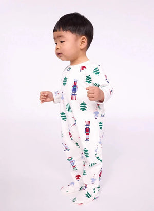 Petit Bateau - Christmas Pajamas Organic cotton fleece | White