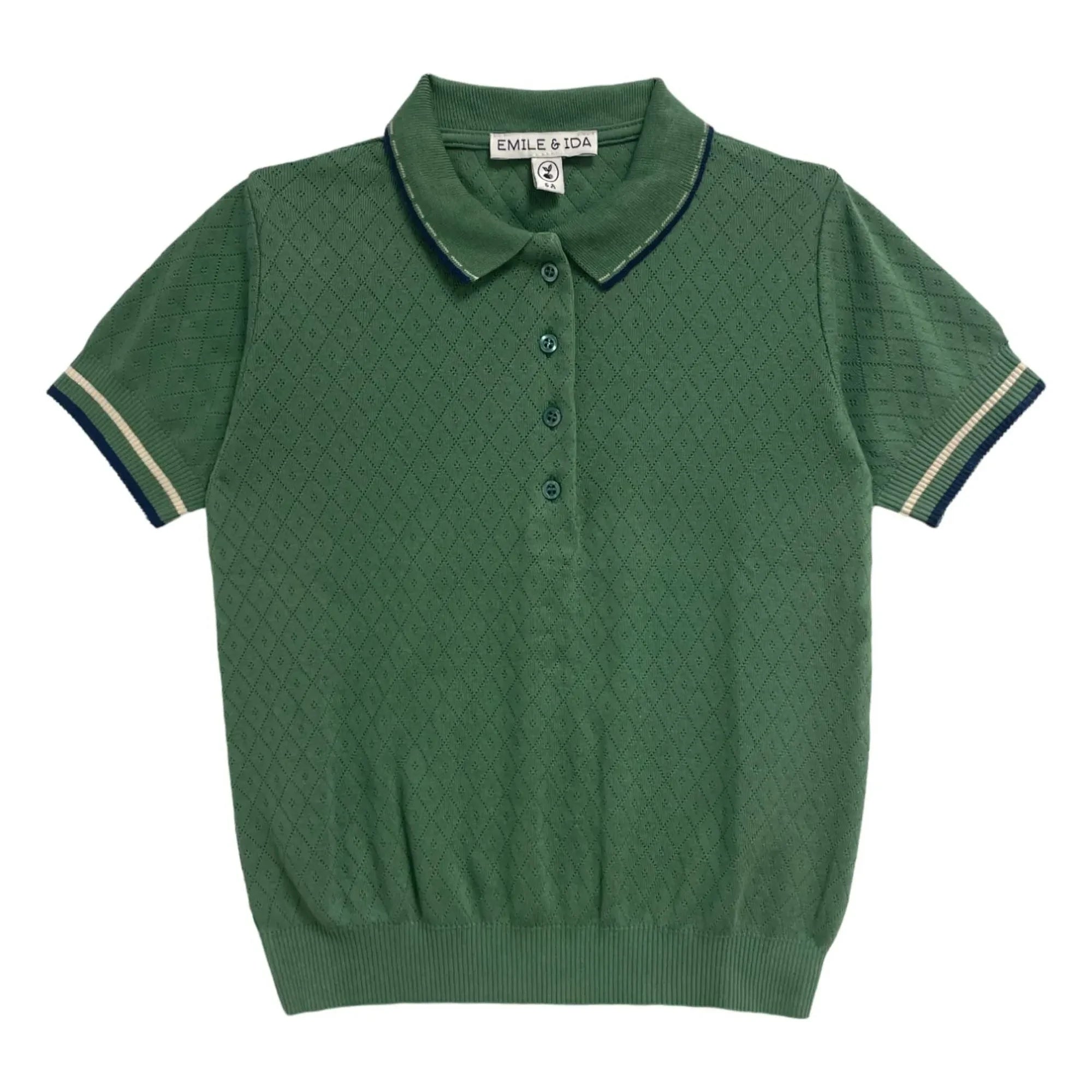 Emile et Ida - Pointelle Polo | Chrome Green