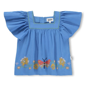 Molo - Rosalyn Butterfly organic cotton ruffle top | Blue