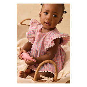 Louise Misha - Lena Check Romper Dress | Pink