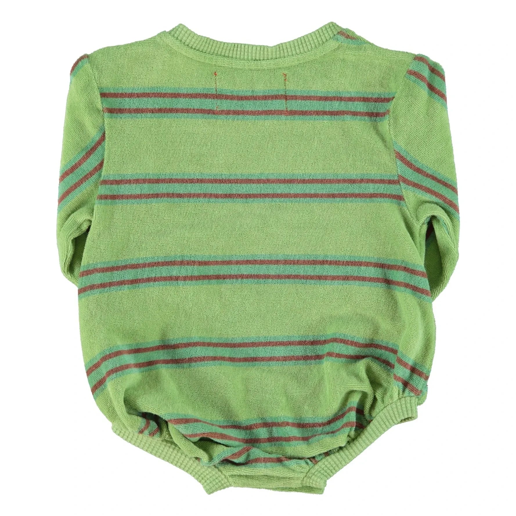 Piupiuchick - Striped Organic Cotton Terry Romper | Green