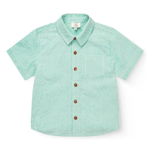 Copenhagen Colors - Striped Short Sleeve Shirt Seersucker Organic Cotton | Turquoise