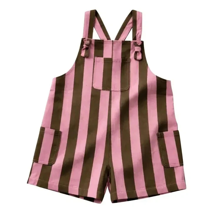 Lililotte - Suzanne Organic Cotton Dimi Striped Overalls | Olive