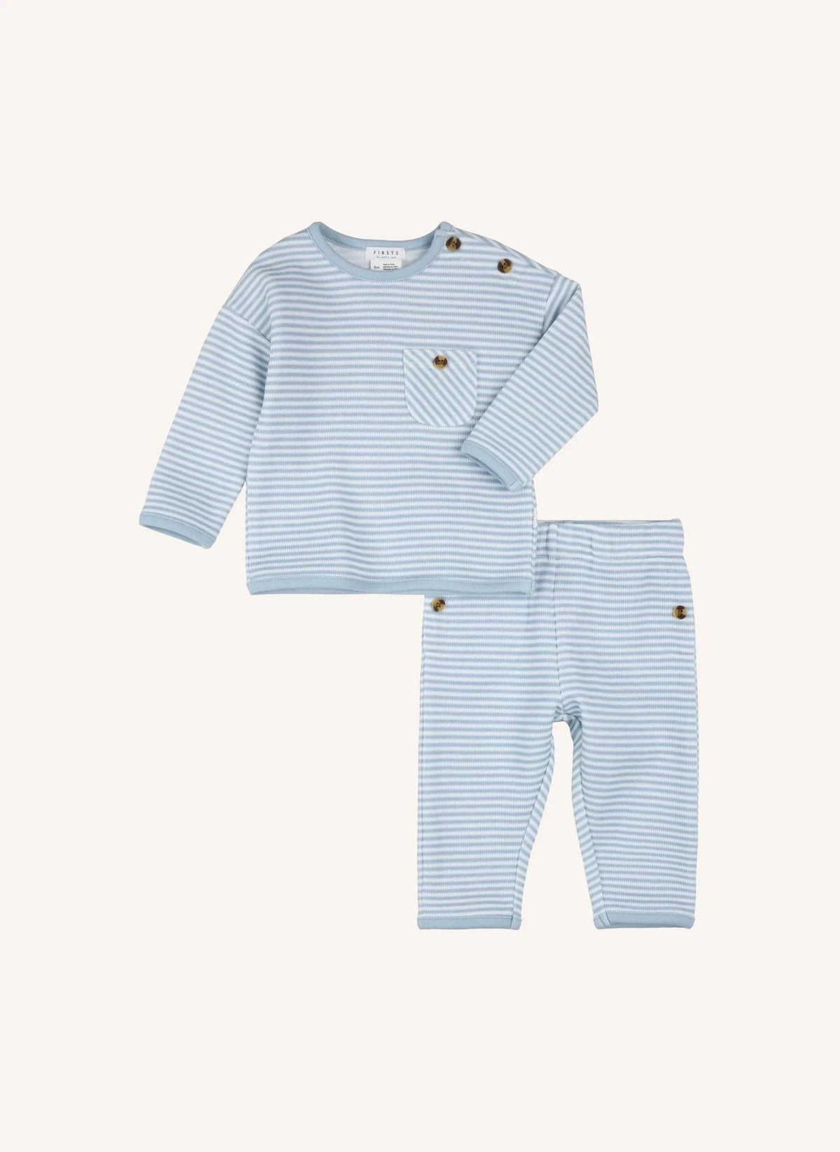 Petit Lem - Organic Cotton Striped Top and Pants Set | Mavi