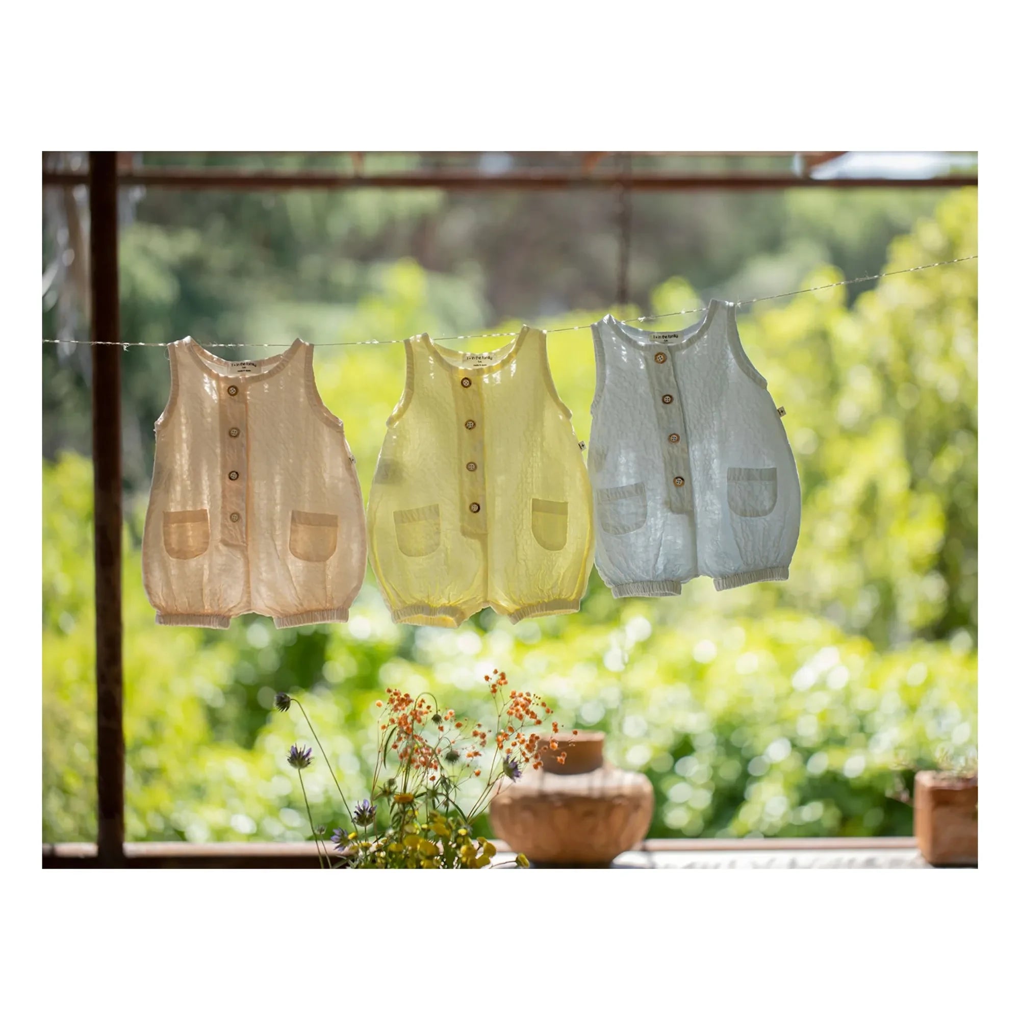 1+ in the family - Etolia Seersucker romper | Beige pink