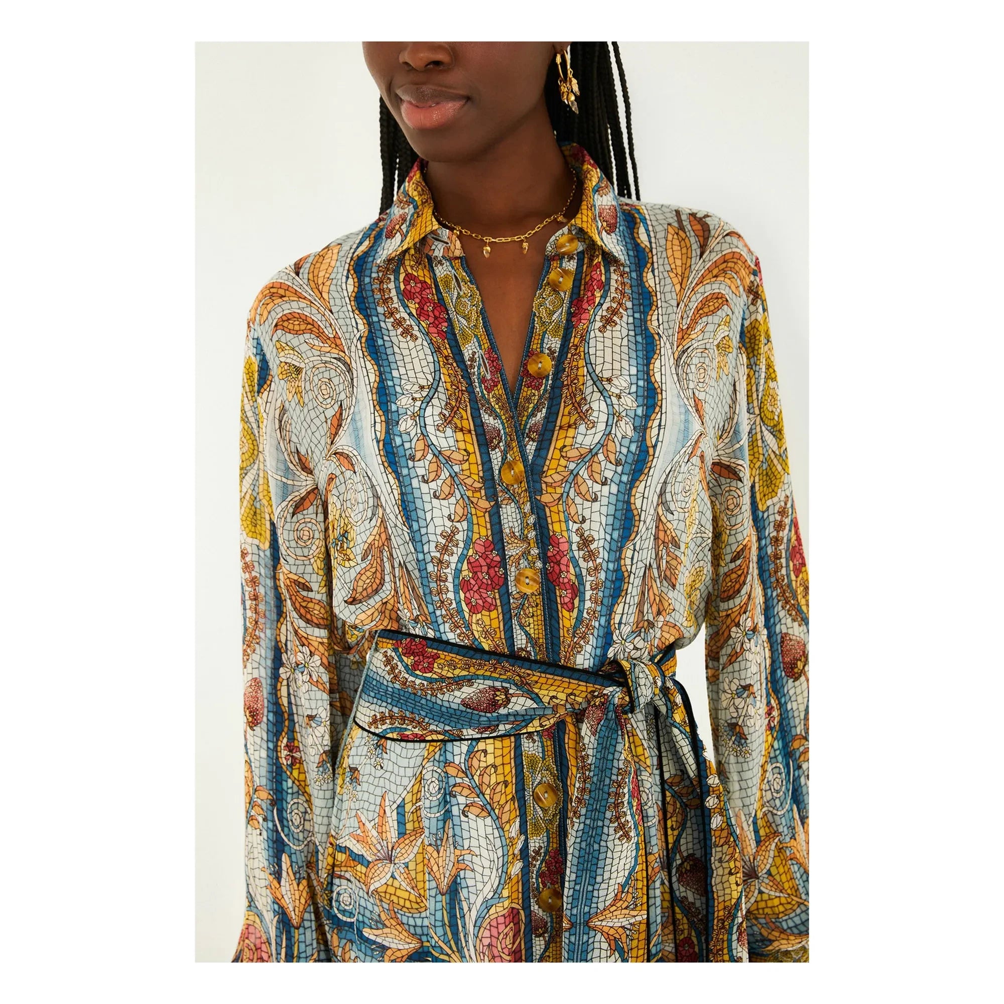 Farm Rio - Mosaic Garden Dress | Blue
