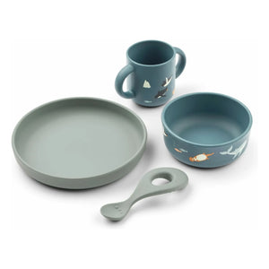 Liewood - Vivi Silicone Dinnerware Set - 4 Pieces | Arctic Sea/Ocean View