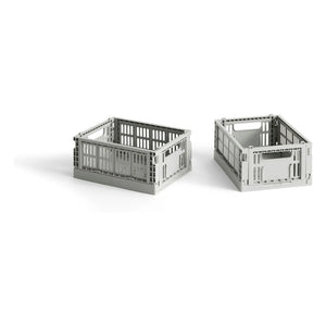 Hay - Foldable crates - Set of 2 | Light grey