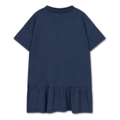 Repose AMS - Organic Cotton Ruffled T-Shirt Dress | Midnight Blue