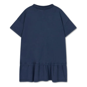 Repose AMS - Organic Cotton Ruffled T-Shirt Dress | Midnight Blue