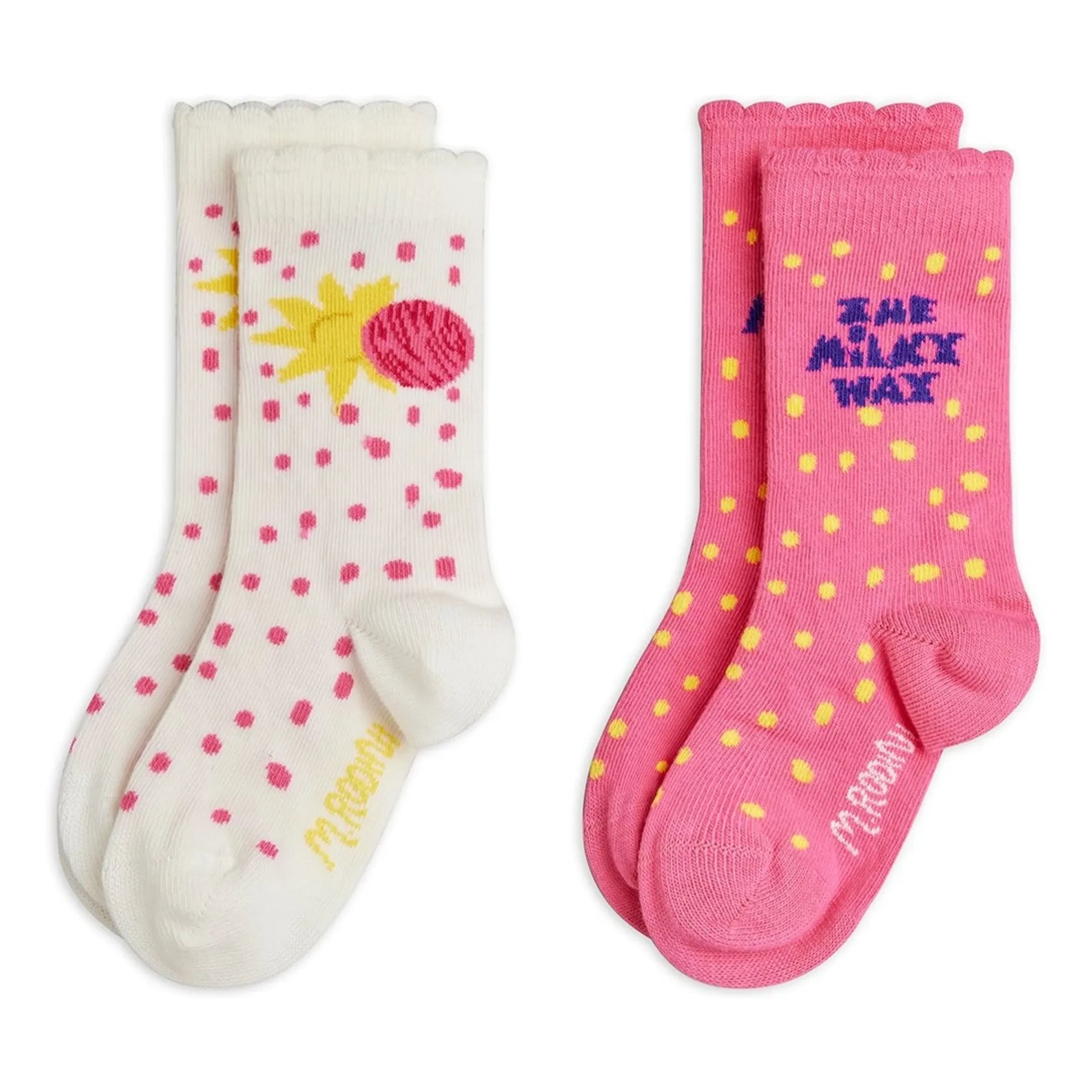 Mini Rodini - Set of 2 Pairs of The Milky Way Organic Cotton Socks | Pink