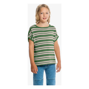 Matona - Striped Organic Cotton Fine Knit T-Shirt | Green