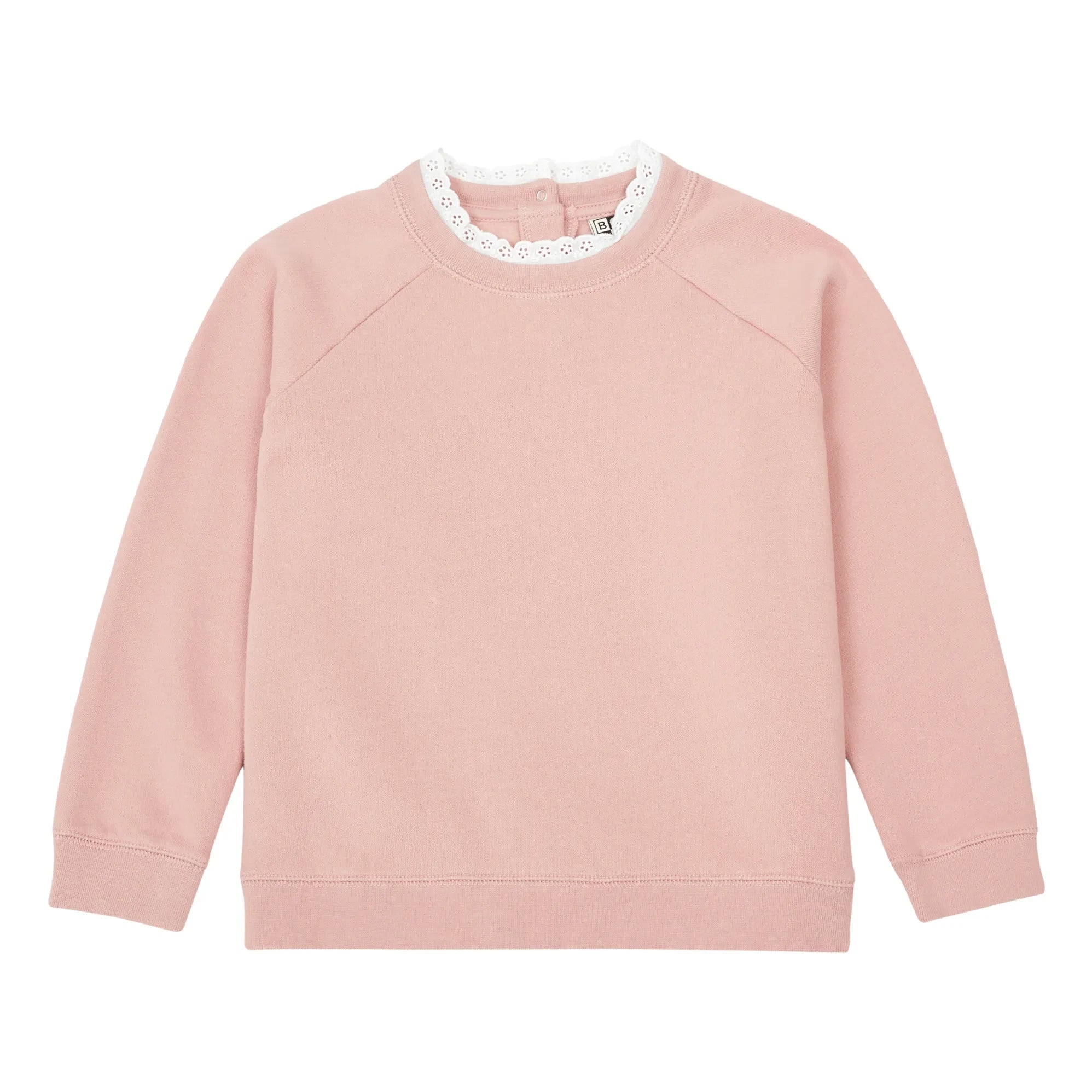 Bonton - Tilia Organic Cotton Lace Collar Sweatshirt | Pink