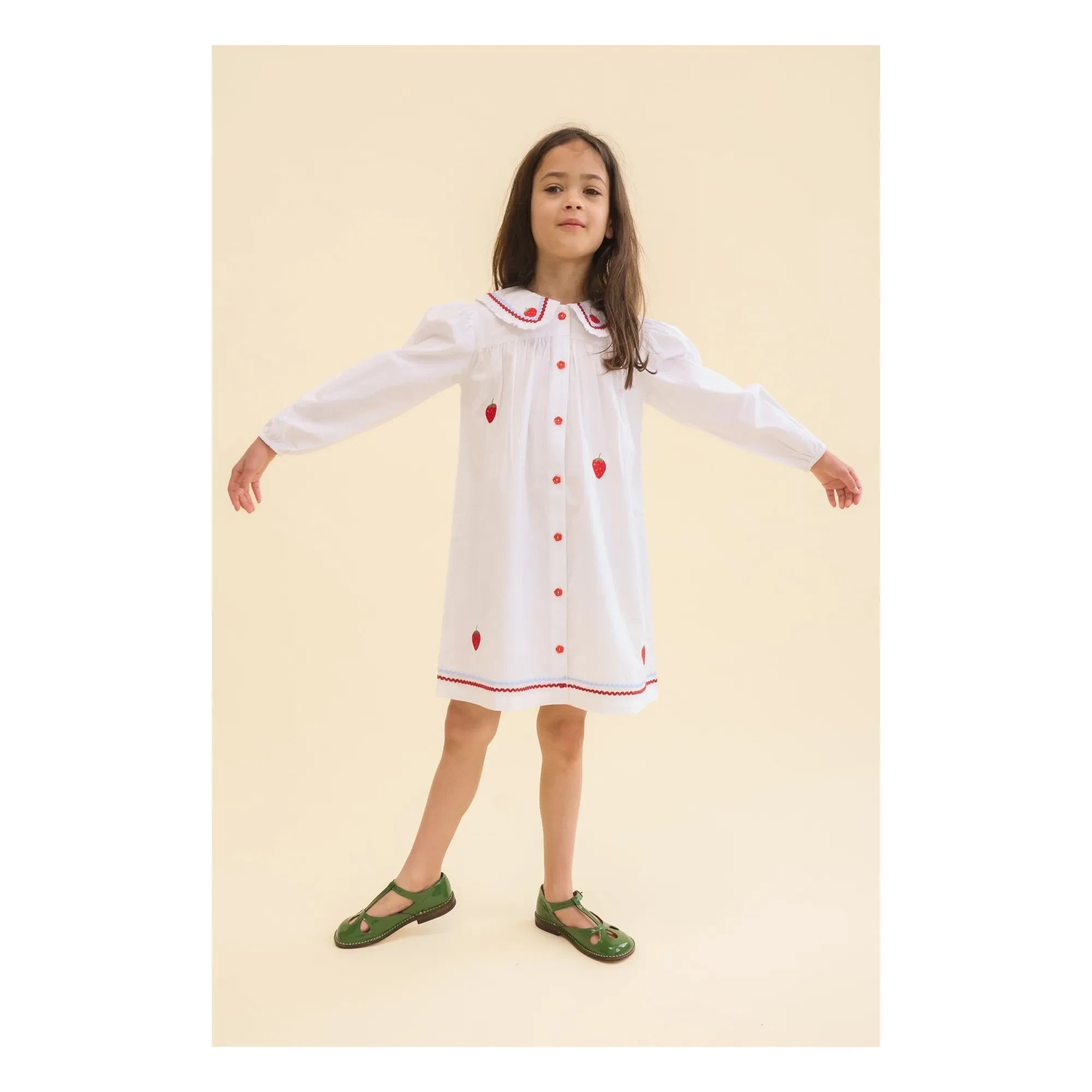 Flöss - Strawberry Manon Dress | White