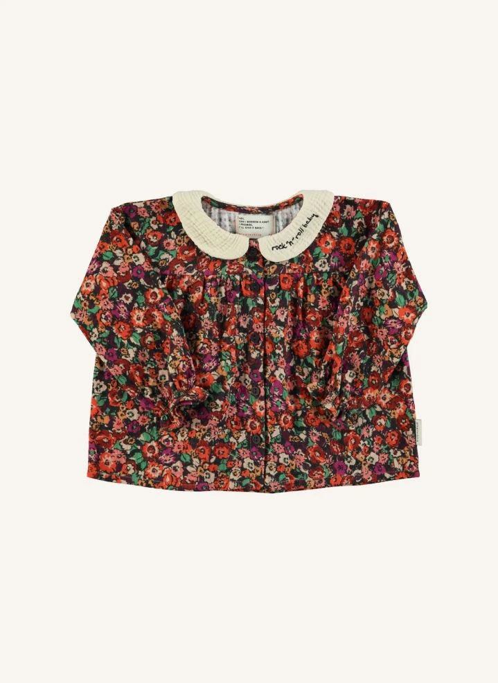Piupiuchick - Claudine Collar Floral Blouse | Black