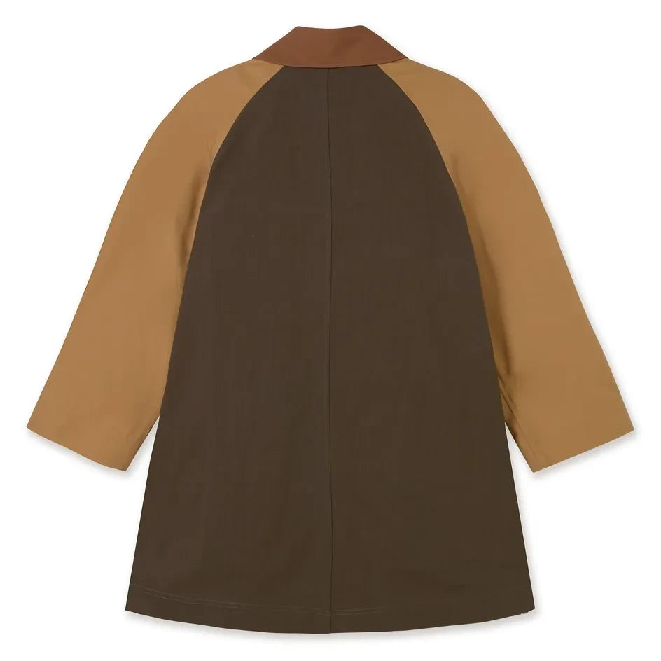 The Tiny Big Sister - Color Block Cotton Trench Coat | Amber
