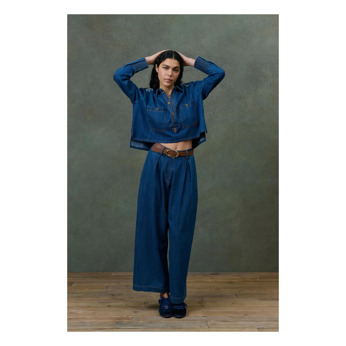 Louise Misha - Ylayana Denim gömlek - Kadın koleksiyonu | Mavi