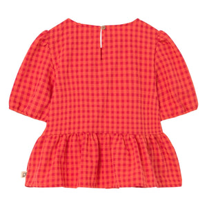 Cozmo - Joy Blouse Checkered Recycled Fibers | Red