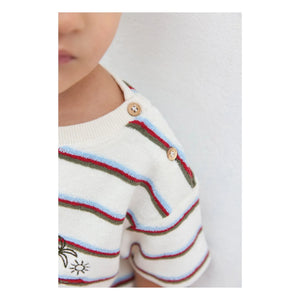 Bonton - Livo Viva Striped Terry T-Shirt | White