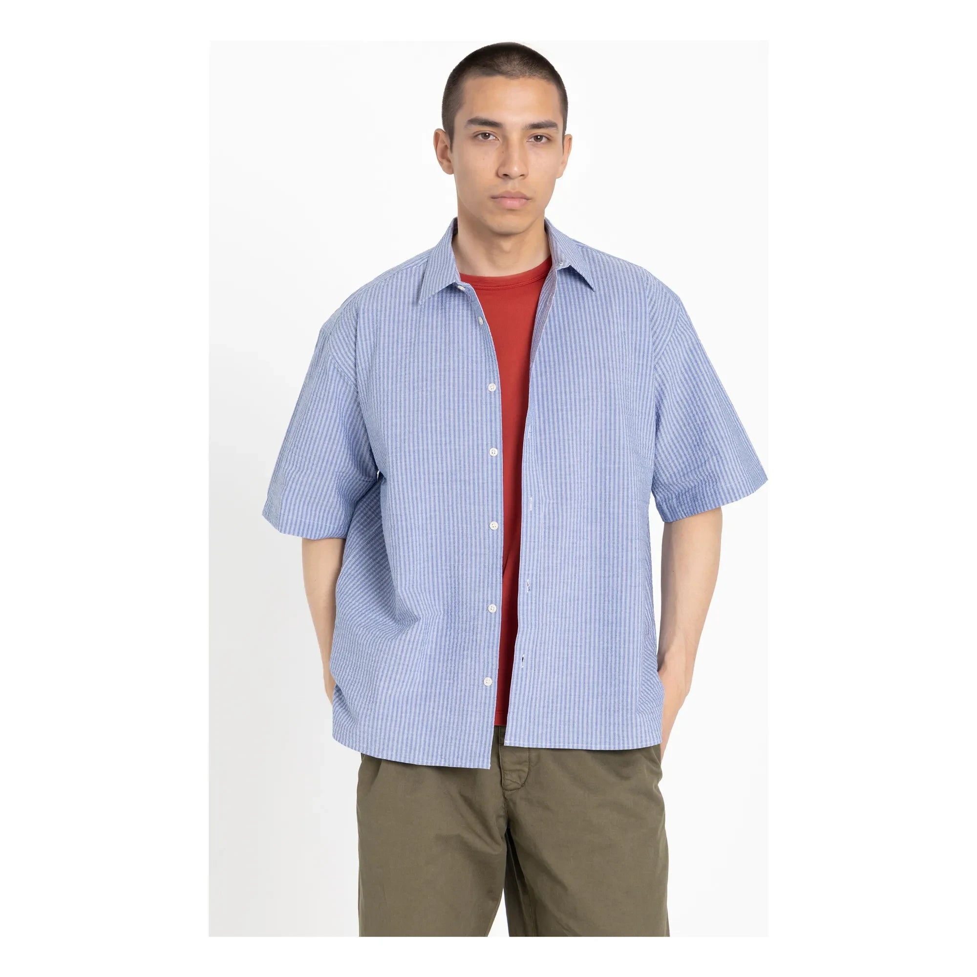 Smallable Man - Simeon Striped Shirt | Ice Blue