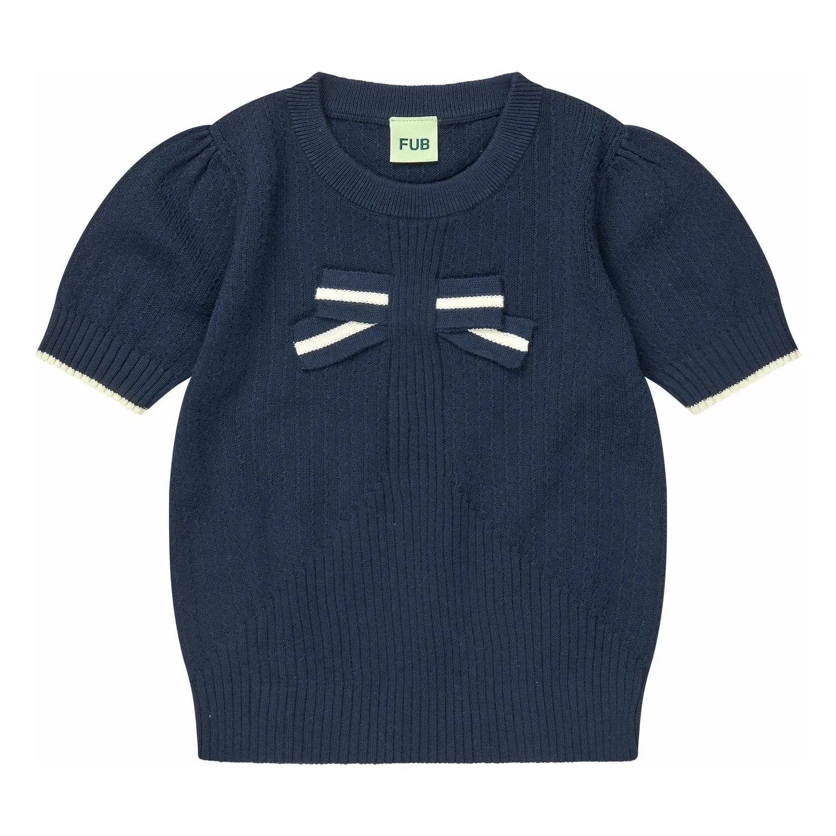 FUB - Organic Cotton Fine Knit Knot T-Shirt | Navy Blue