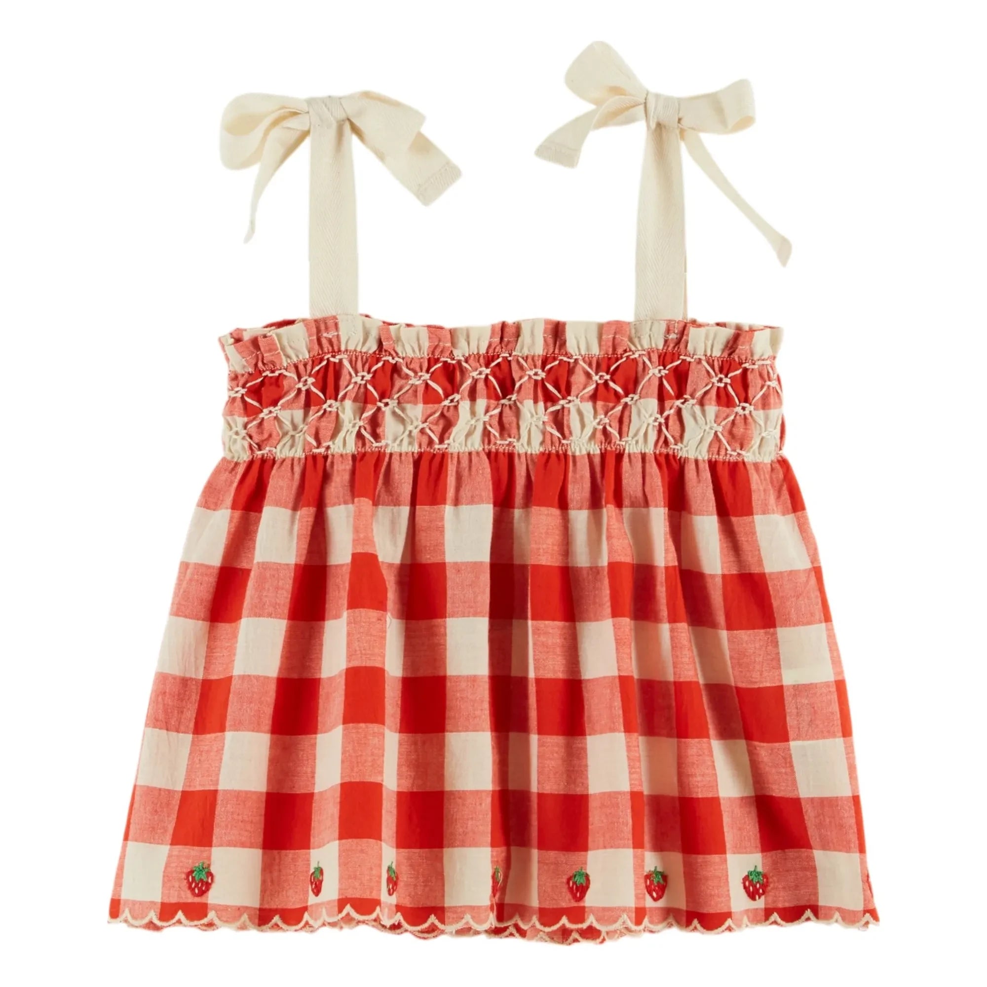 Emile et Ida - Vichy Organic Cotton Top | Red