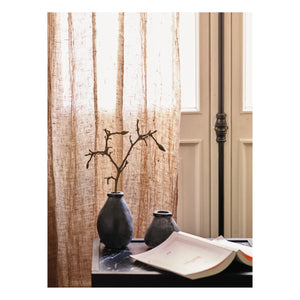 Maison de Vacances - Vice Versa Washed Linen Muslin Curtain with Fringes | Terracotta