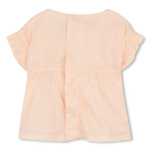Chloé - Organik pamuk bluz ve bloomer seti | Toz pembe