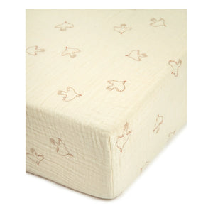 Nobodinoz - Hoshi Birds Elastic Fitted Sheet | Beige