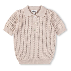 Molo - Gretel Organic Cotton Tricot Polo Shirt | Beige