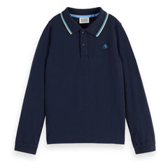 Scotch & Soda - Long Sleeve Pique Polo Shirt | Navy