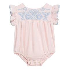 Louise Misha - Nusha Organic Cotton Ruffled Romper | Pink
