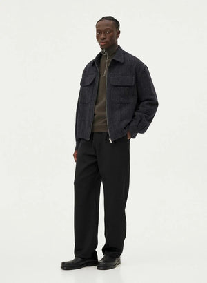 Noyoco - Kinsale Houndstooth Recycled Wool Jacket | Navy