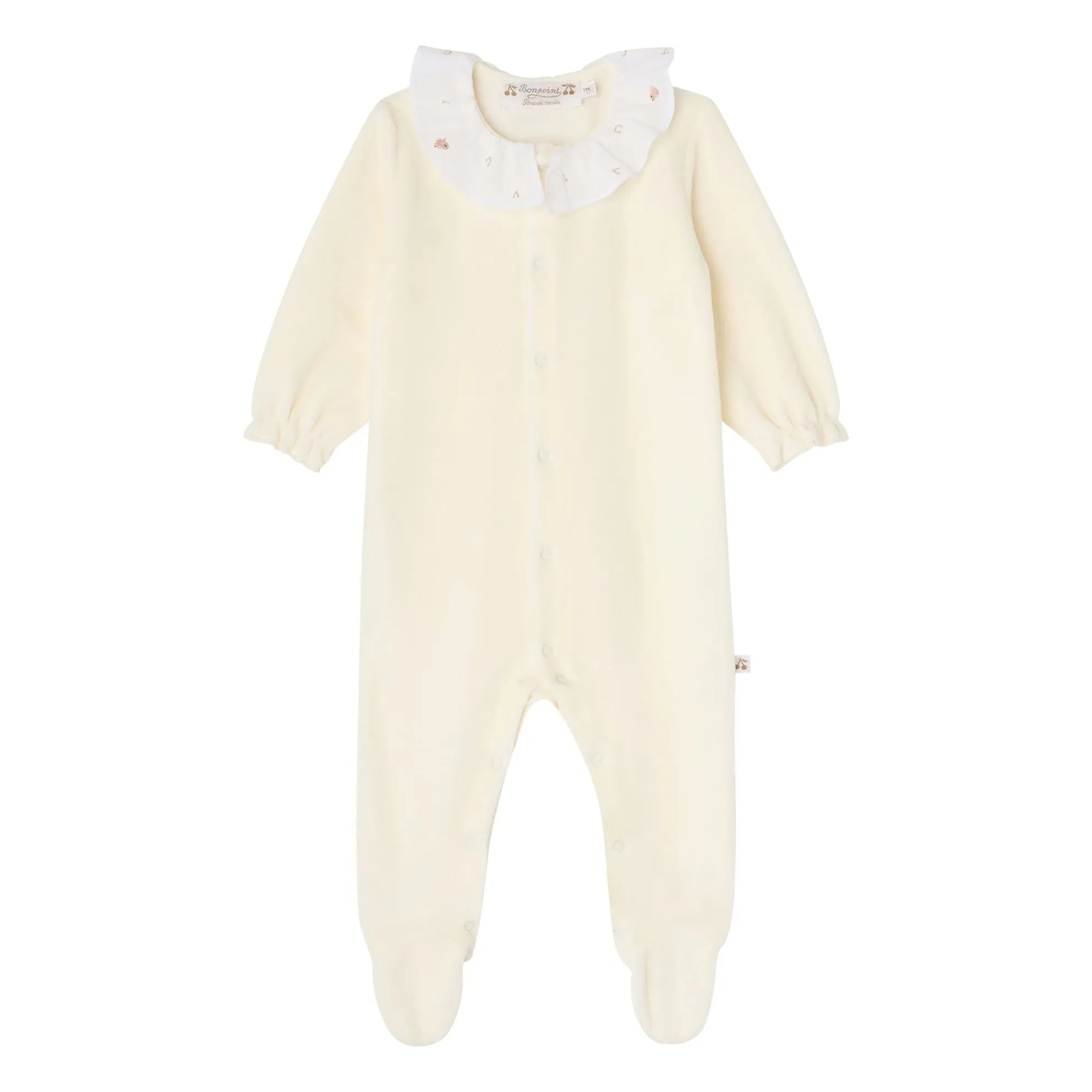Bonpoint - Lintina organic cotton ruffled collar pajama set | Cream