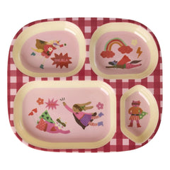 Rice - Compartmentalized Melamine Plate | Pink