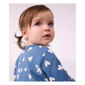 Petit Bateau - Dors Bien Cœurs organik pamuklu polar pijama | Mavi