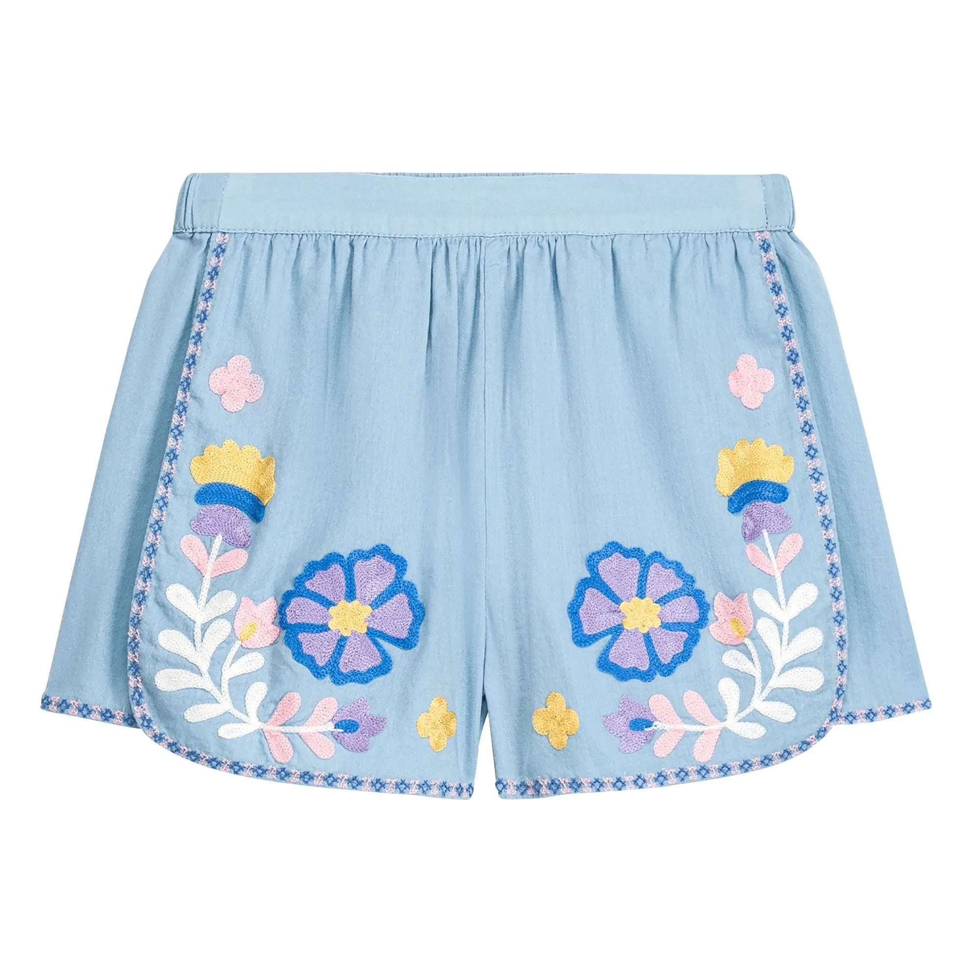 Louise Misha - Maïwen Organic Cotton Embroidered Shorts | Blue