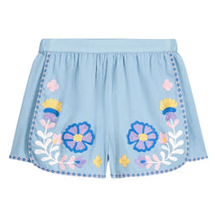 Louise Misha - Maïwen Organic Cotton Embroidered Shorts | Blue